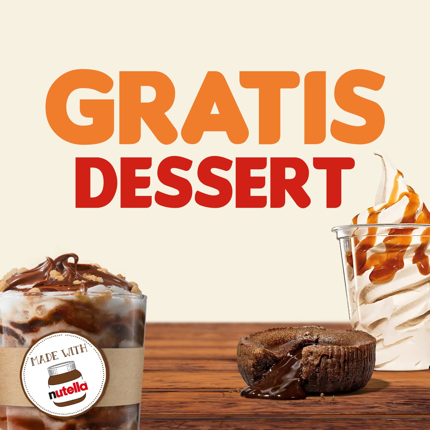 Gratis Dessert beim Kauf eines Menu’s